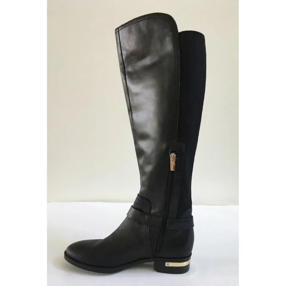 Vince Camuto Pearley Knee High Black Leather Riding Boots Size 6.5M